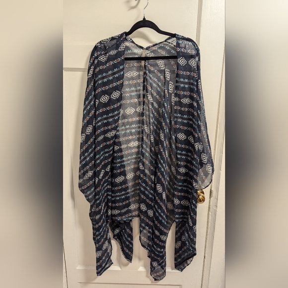 Patterned Blue Kimono/Cardigan/Shall - Picture 1 of 3